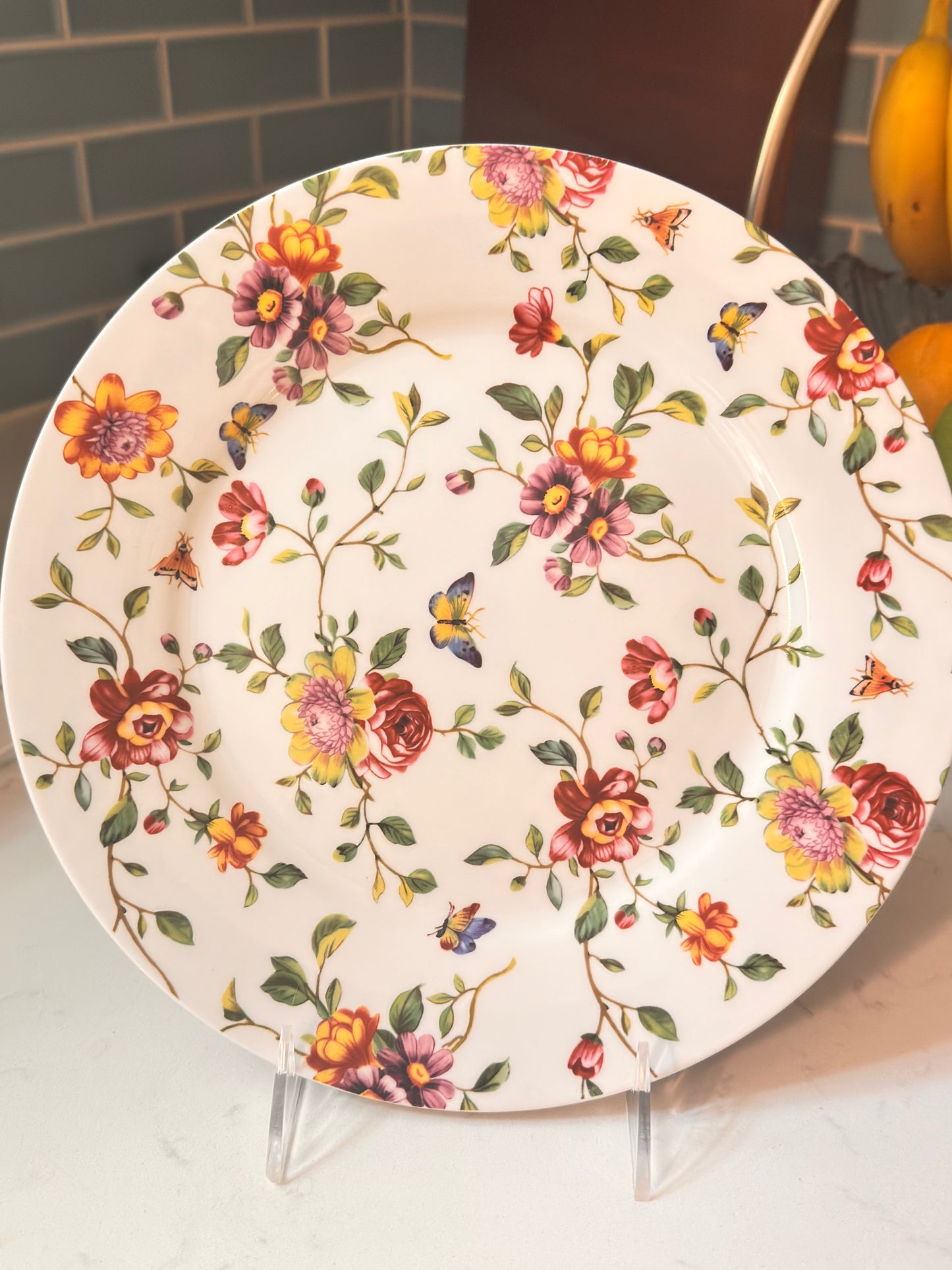 Set de 4 Platos Gracie Bone China Sweet Pea Vine (8 pulgadas)