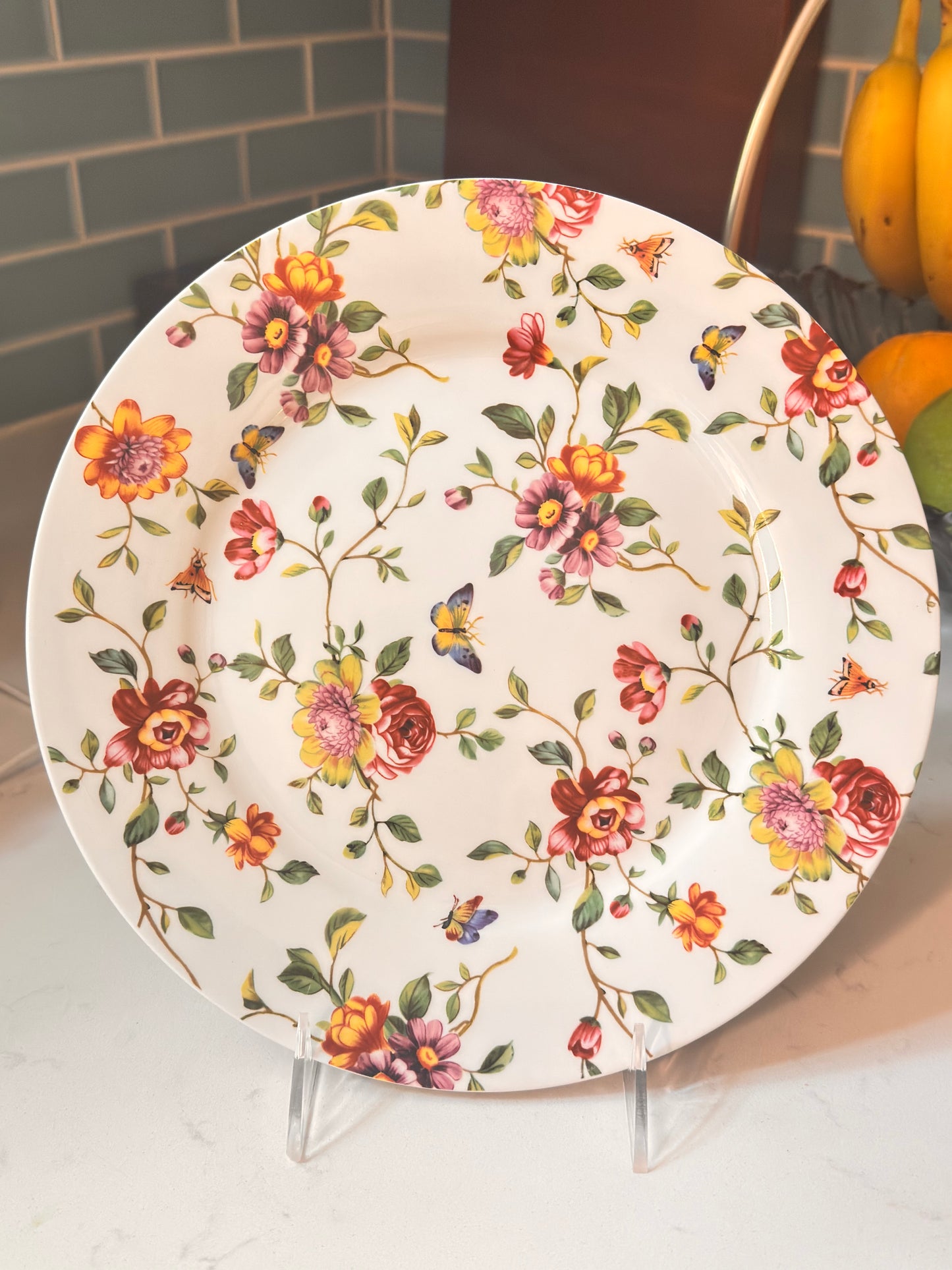 Set de 4 Platos Gracie Bone China Sweet Pea Vine (8 pulgadas)