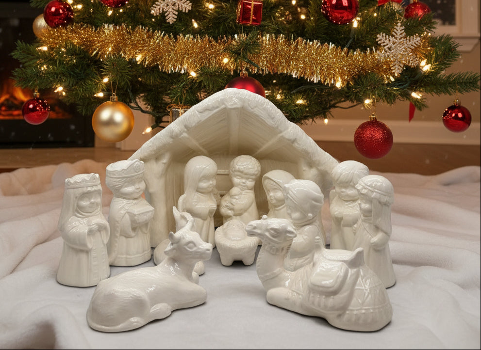 Nacimiento en cerámica blanca