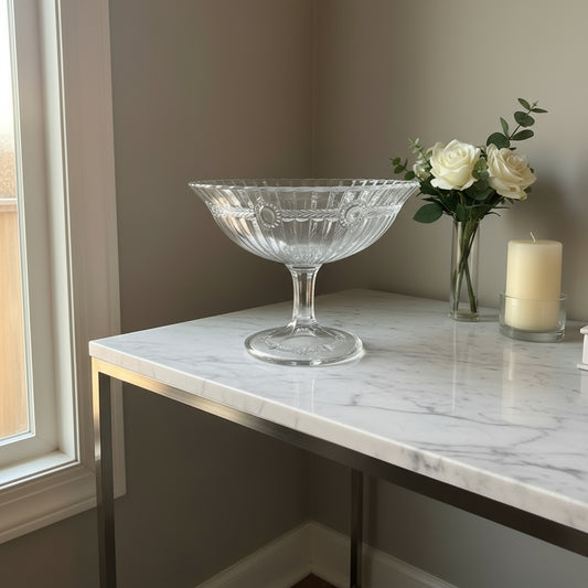 Frutero- Compotero elevado de cristal – diseño clásico con base estrelladaAnchor Hocking - Recipiente Pantry Prescut