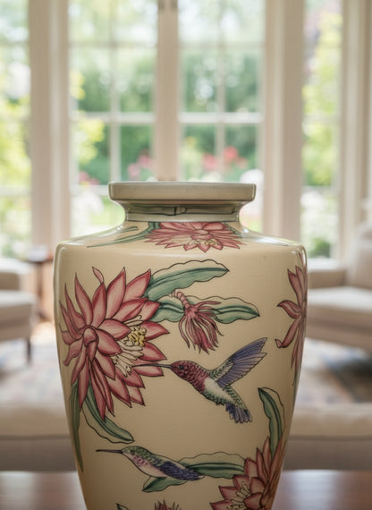 Jarrón colibrí pintado a mano