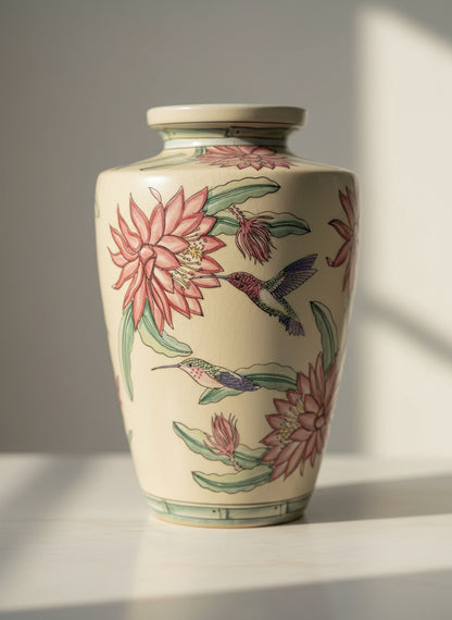 Jarrón colibrí pintado a mano