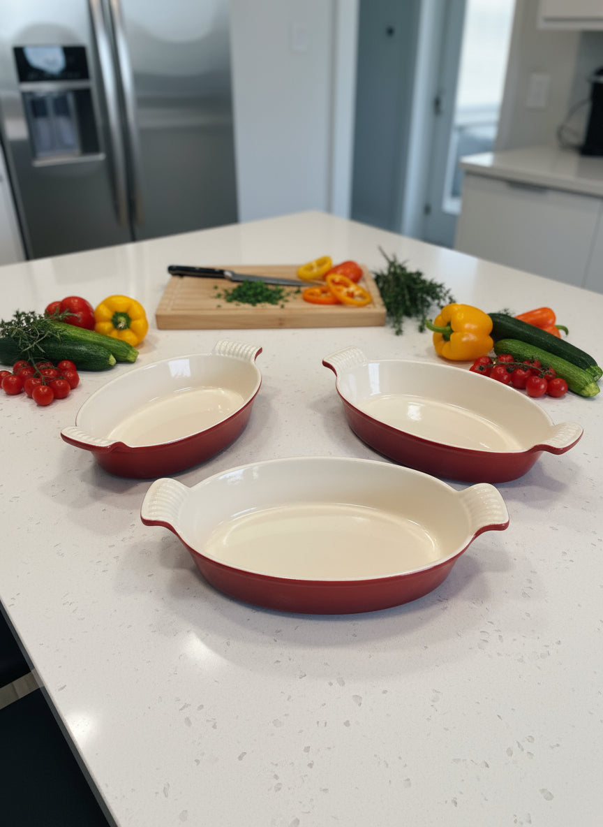 Fuente ovalada tipo “au gratin” de la colección Heritage de Le Creuset.