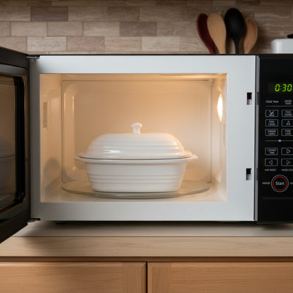 Cazuela de piedra cerámica – Pampered Chef con tapa incluida Forma rectangular / exterior blanco satinado / interior sin esmaltar