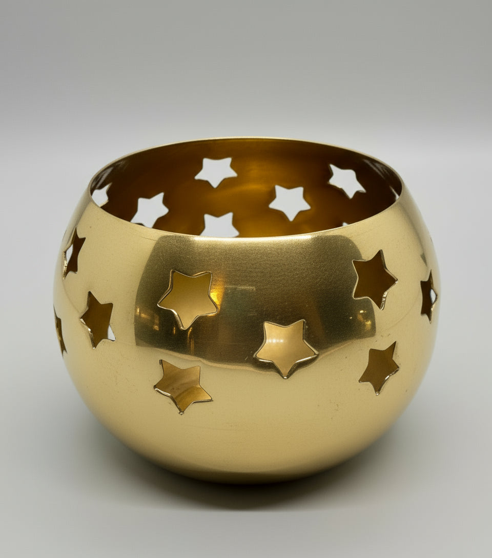 Portavelas esférico de latón con estrellas