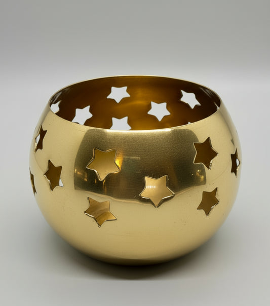 Portavelas esférico de latón con estrellas