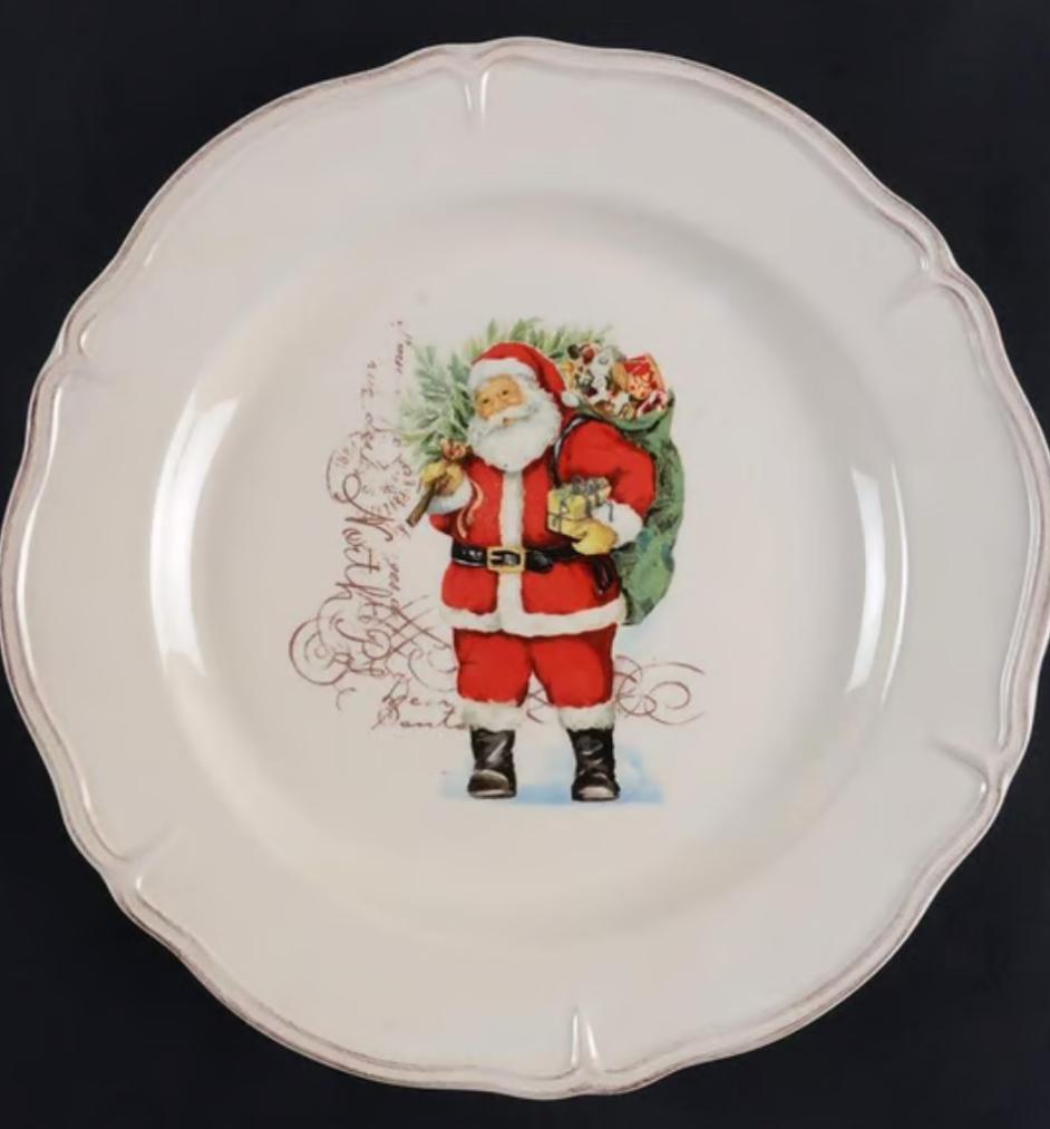 Plato decorativo de ensalada con diseño de Santa Claus. Parte de la colección M2G7 de Magenta. Ideal para mesas navideñas o como pieza de colección.