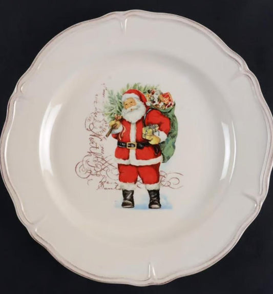 Plato decorativo de ensalada con diseño de Santa Claus. Parte de la colección M2G7 de Magenta. Ideal para mesas navideñas o como pieza de colección.