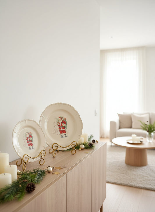 Plato decorativo de ensalada con diseño de Santa Claus. Parte de la colección M2G7 de Magenta. Ideal para mesas navideñas o como pieza de colección.