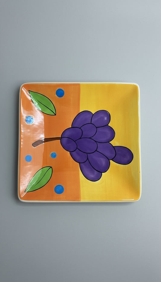 Plato de Cerámica Artesanal con Uvas