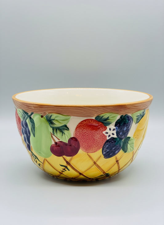 Bowl de Cerámica con Diseño Frutal Pintado a Mano