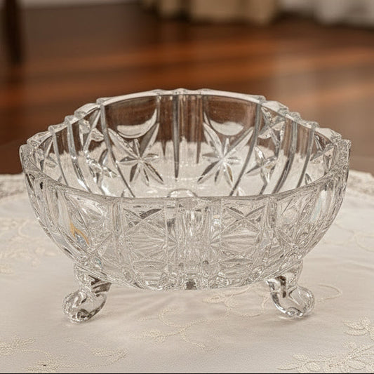 Bowl de Cristal Tallado – Vintage con Tres Patas