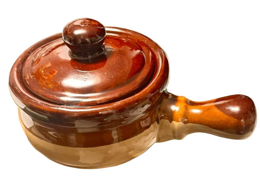 Bowl para Sopa Francesa – Cerámica Bicolor con Tapa y Mango