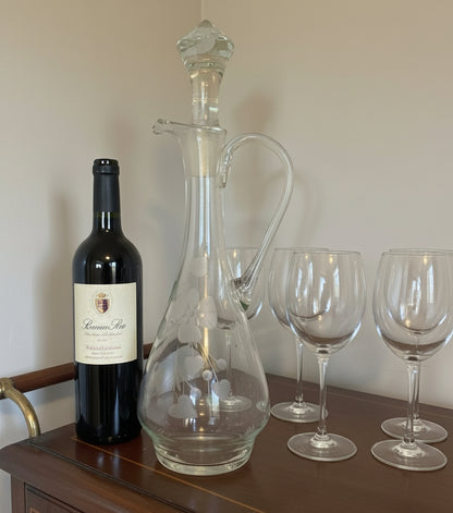 Decatador- Jarra de Vino Vintage con Grabado Floral