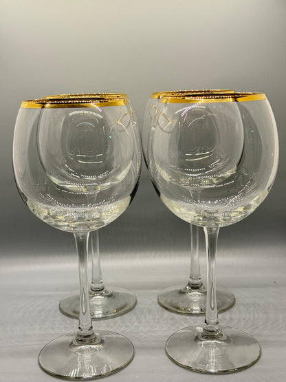 Copas de Vino con Borde Dorado – Cristal Decorativo Set de 4