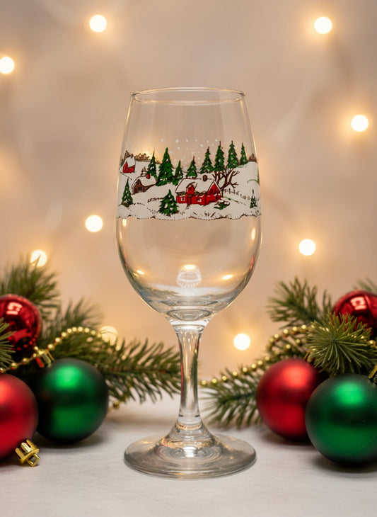 Copa Navideña – Libbey “Winter Village” (Vintage)