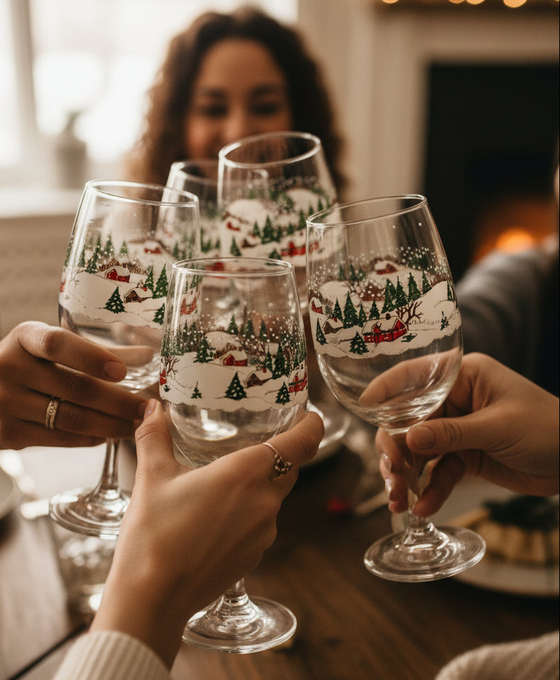 Copa Navideña – Libbey “Winter Village” (Vintage)