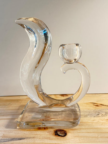 Candelabro vintage Dalzell Viking en vidrio transparente