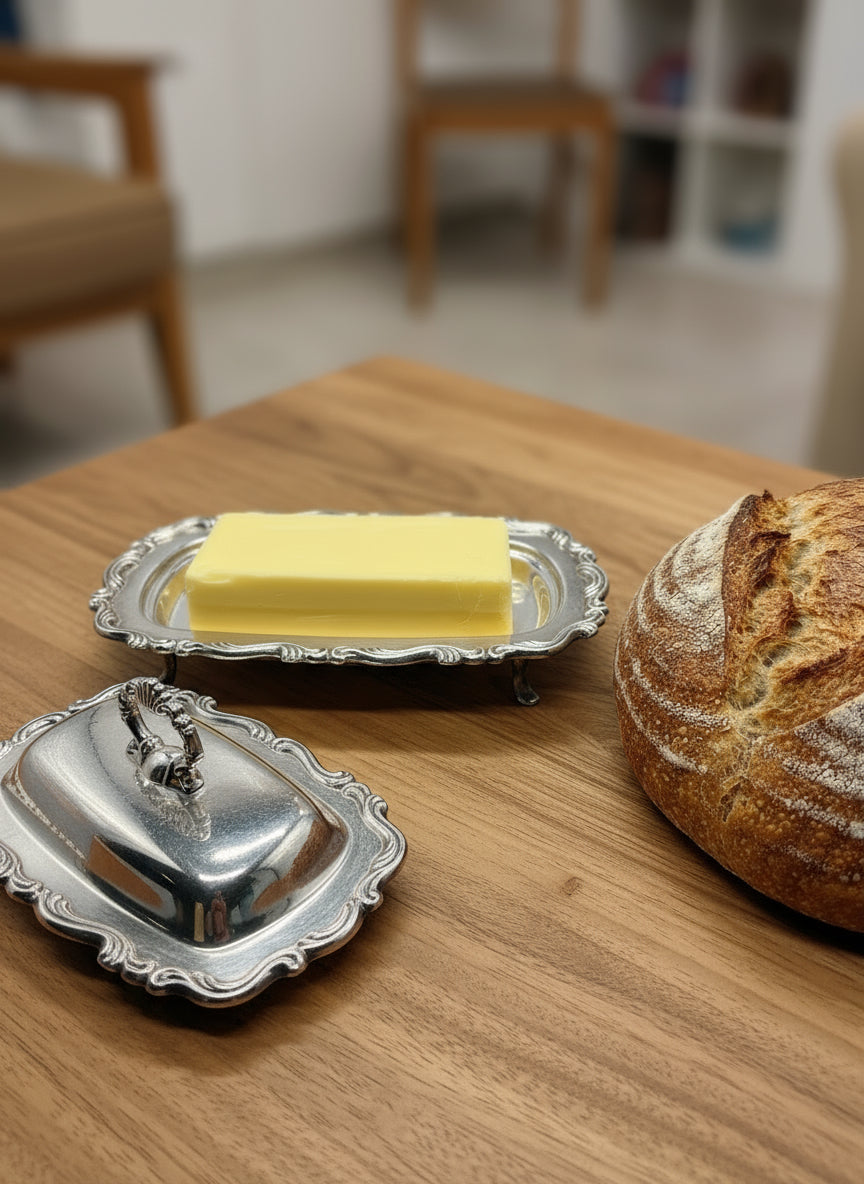 Porta mantequilla Vintage de plata