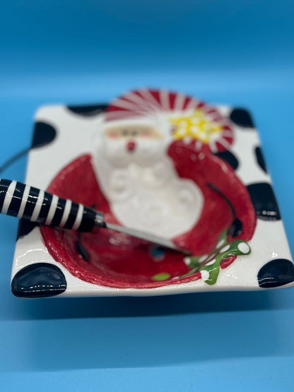 Plato navideño Santa + Spreader – Mud Pie