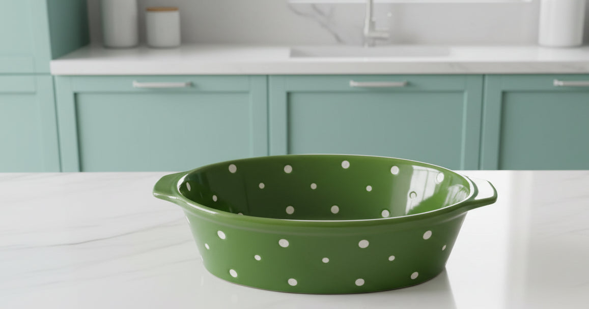 Pyrex Ovalada Verde a Lunares By Tara