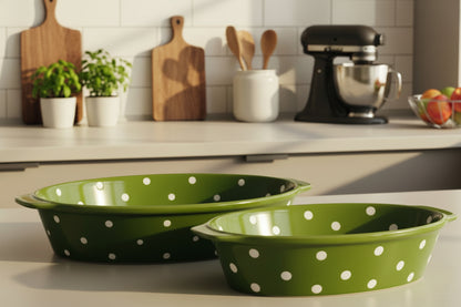 Pyrex Ovalada Verde a Lunares By Tara