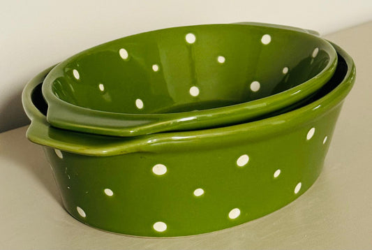 Pyrex Ovalada Verde a Lunares By Tara