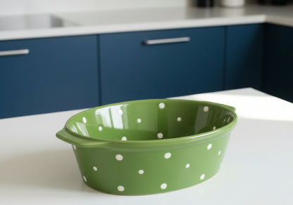 Pyrex Ovalada Verde a Lunares By Tara
