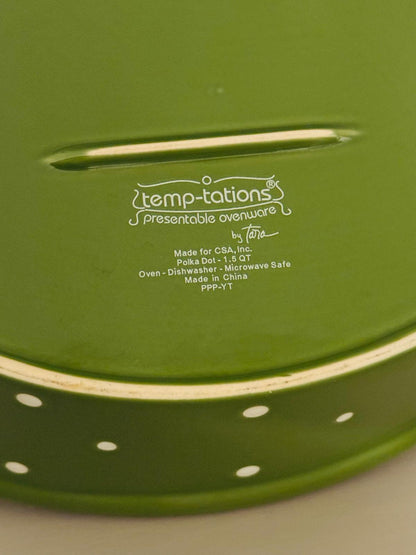 Pyrex Ovalada Verde a Lunares By Tara
