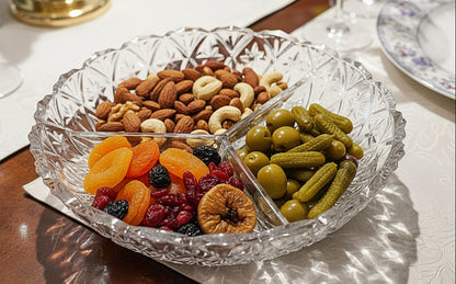 Bowl de Vidrio  con Divisiones y Borde Ondulado