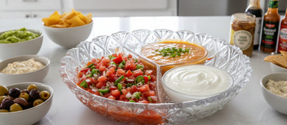 Bowl de Vidrio  con Divisiones y Borde Ondulado