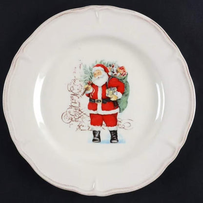 Plato decorativo de ensalada con diseño de Santa Claus. Parte de la colección M2G7 de Magenta. Ideal para mesas navideñas o como pieza de colección.