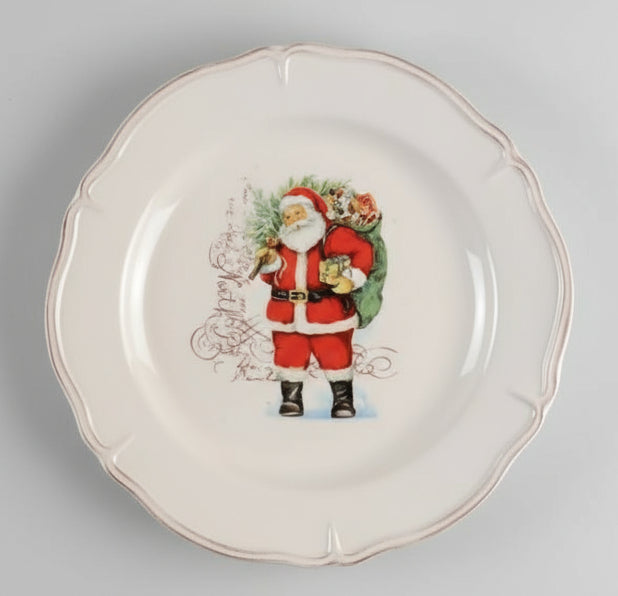 Plato decorativo de ensalada con diseño de Santa Claus. Parte de la colección M2G7 de Magenta. Ideal para mesas navideñas o como pieza de colección.