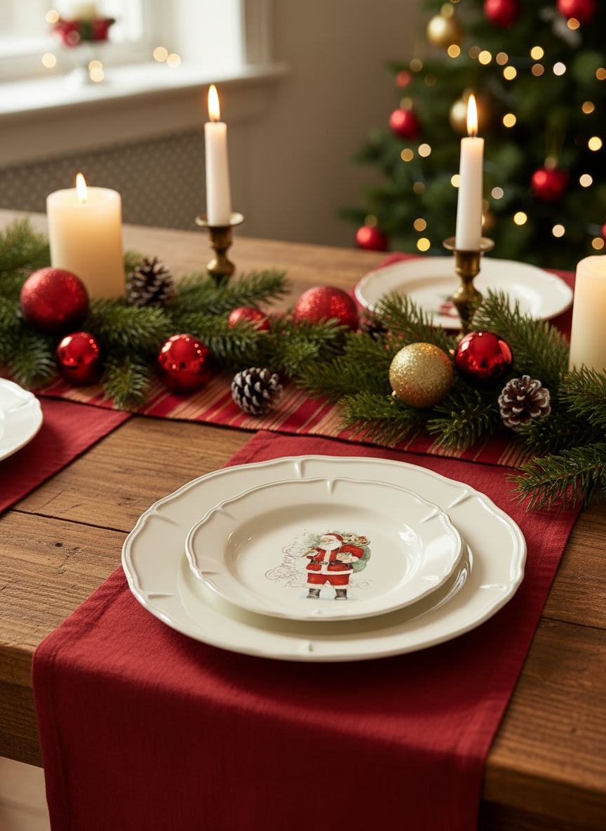 Plato decorativo de ensalada con diseño de Santa Claus. Parte de la colección M2G7 de Magenta. Ideal para mesas navideñas o como pieza de colección.