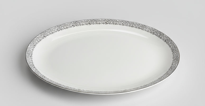 Vajilla de porcelana japonesa Arita – Diseño floral en gris plata