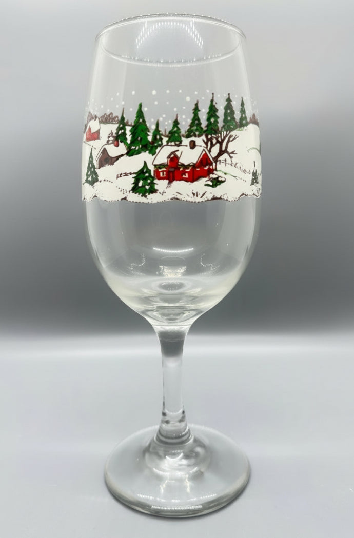 Copa Navideña – Libbey “Winter Village” (Vintage)