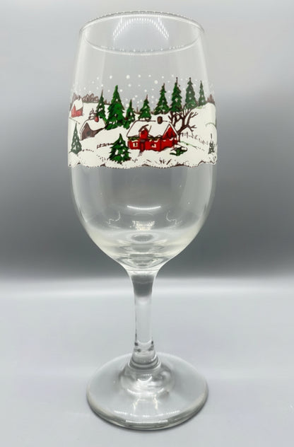 Copa Navideña – Libbey “Winter Village” (Vintage)