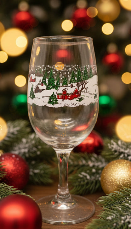 Copa Navideña – Libbey “Winter Village” (Vintage)