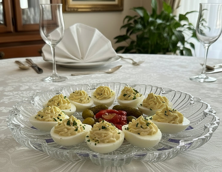 Plato de Vidrio Vintage con Borde Ondulado