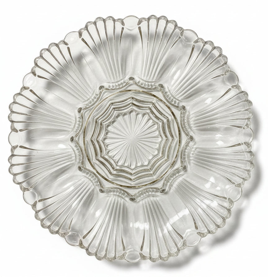 Plato de Vidrio Vintage con Borde Ondulado