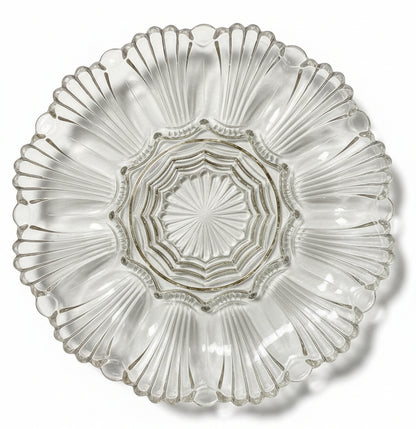 Plato de Vidrio Vintage con Borde Ondulado