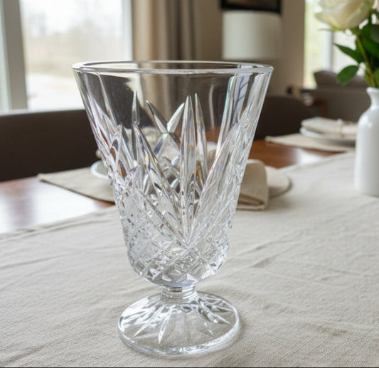 Florero 8” tall CRISTAL D'ARQUES DURAND Villemont Crystal Footed Flower Vase RARE