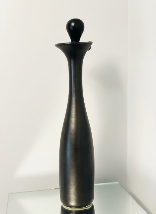 Jarrón Cerámica Negra Tenmoku