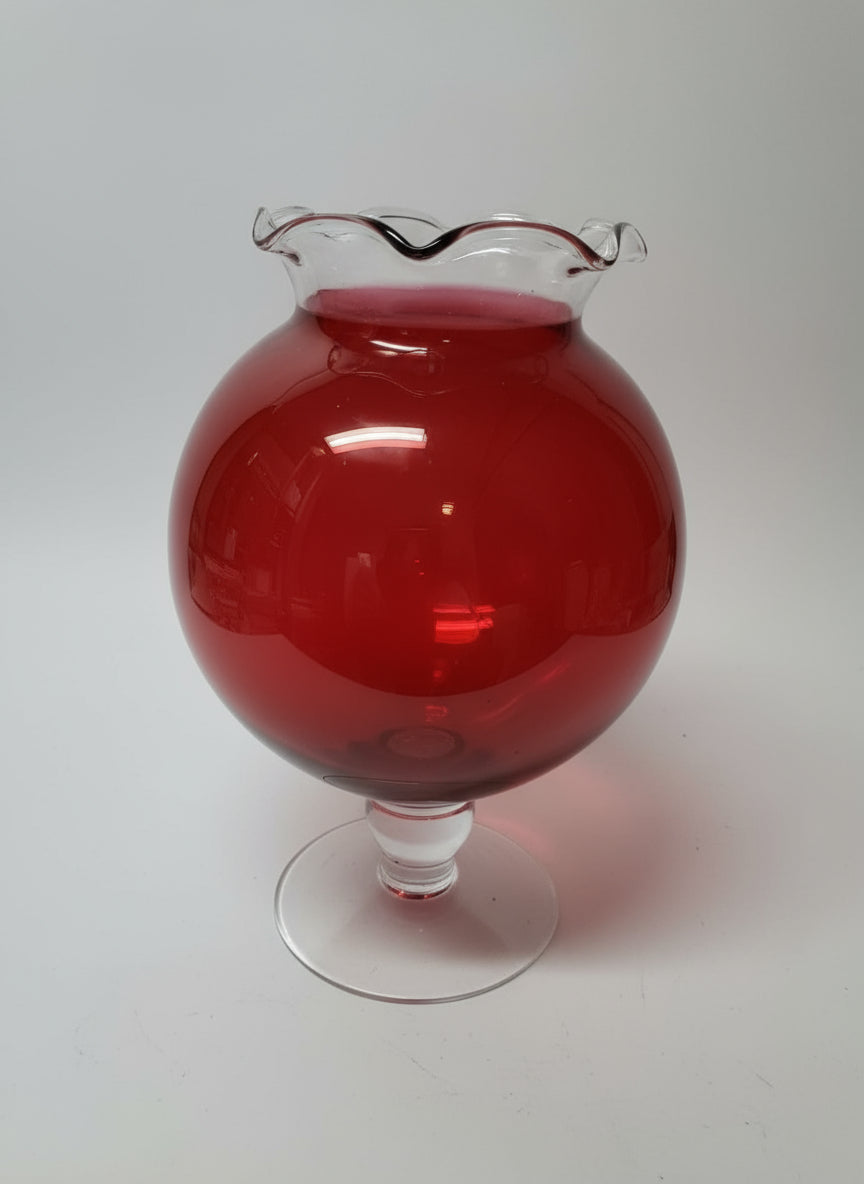 Rosa Bowl en Vidrio Cranberry