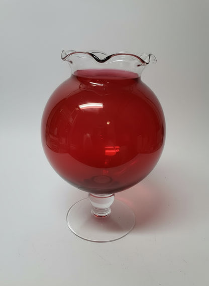 Rosa Bowl en Vidrio Cranberry