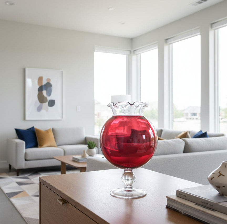 Rosa Bowl en Vidrio Cranberry