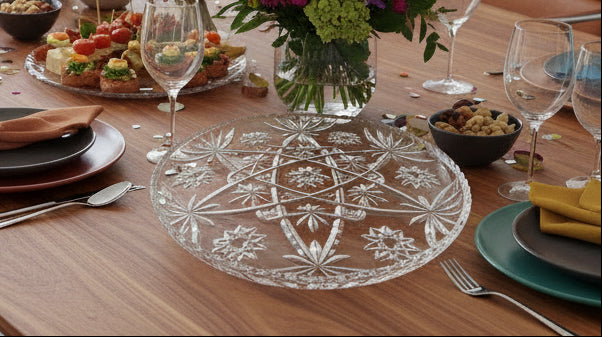 Plato de Vidrio  Motivos Estrella y Floral
