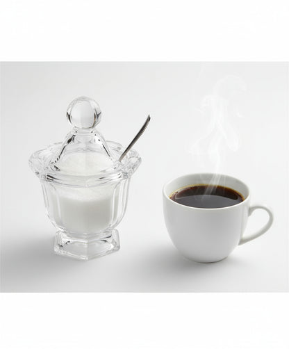 Frasco de cristal  con cucharita de acero inoxidable.