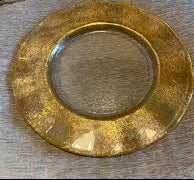 Plato Base de Cristal 13" con Borde Dorado (Baja plato)