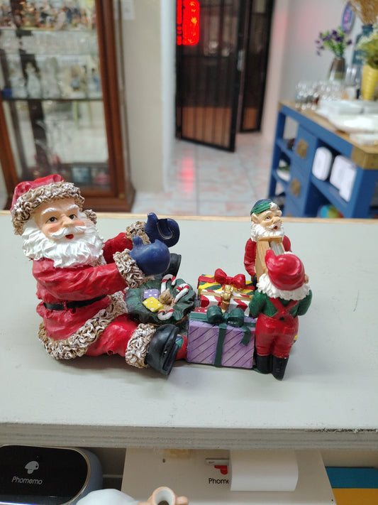 Adorno Navideño Santa y Los duendes con Regalos